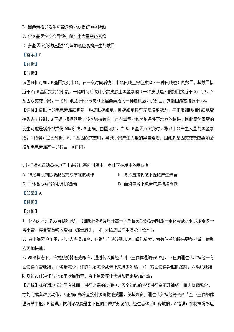 2019届北京市海淀区高三下学期5月期末练习（二模）理科综合生物试卷（解析版）02