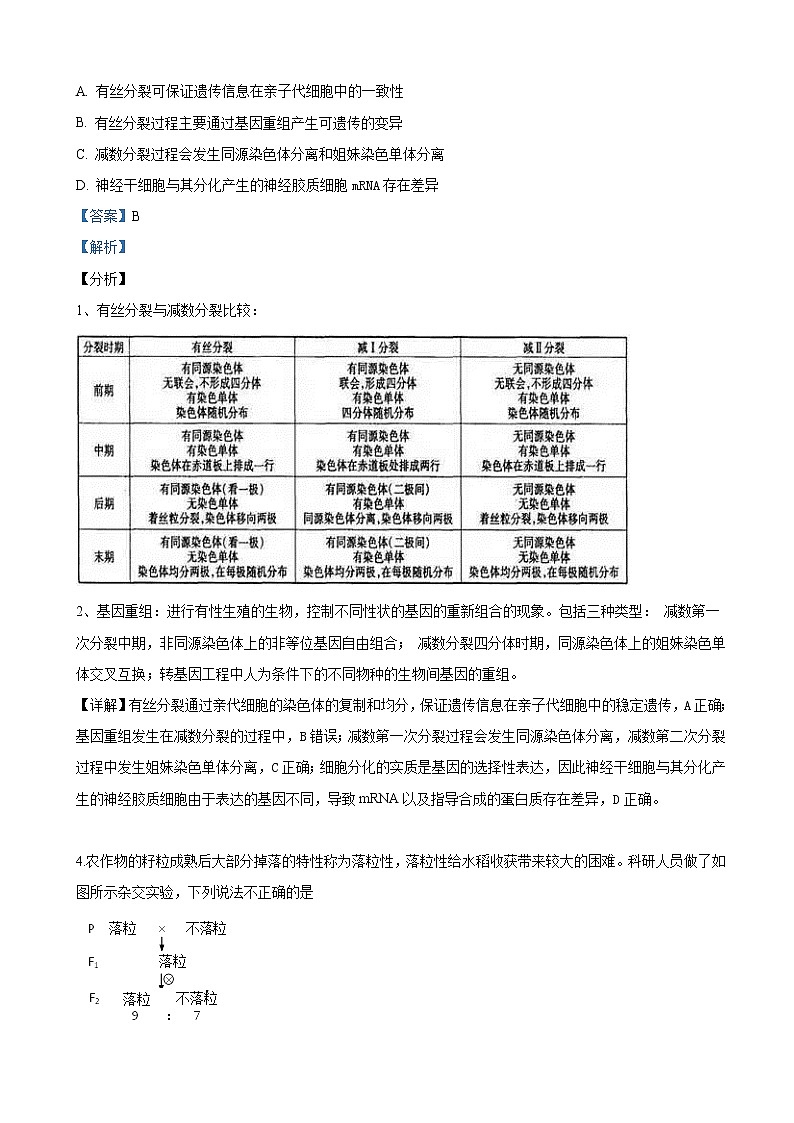 2019届北京市西城区高三二模生物试卷（解析版）第3页