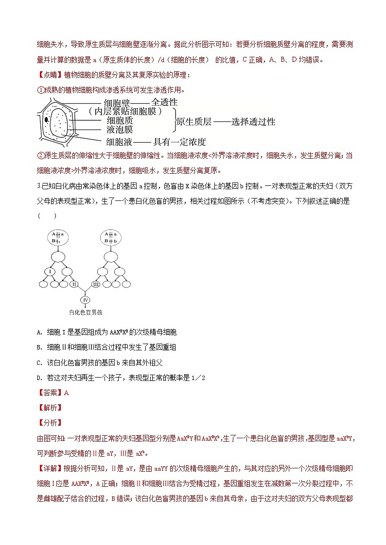 2019届甘肃省酒泉市重点中学高三下学期模拟生物试卷（解析版）02