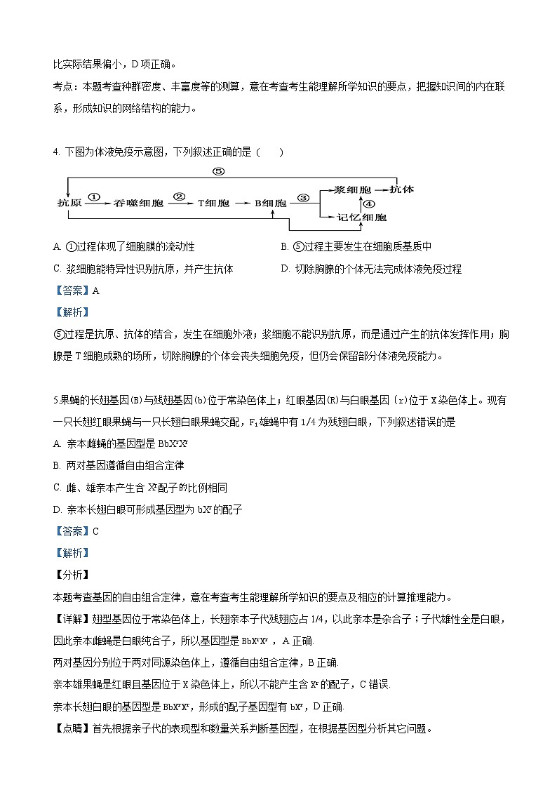 2019届甘肃省天水市第一中学高三下学期第三次模拟考试理科综合生物试卷（解析版）第3页