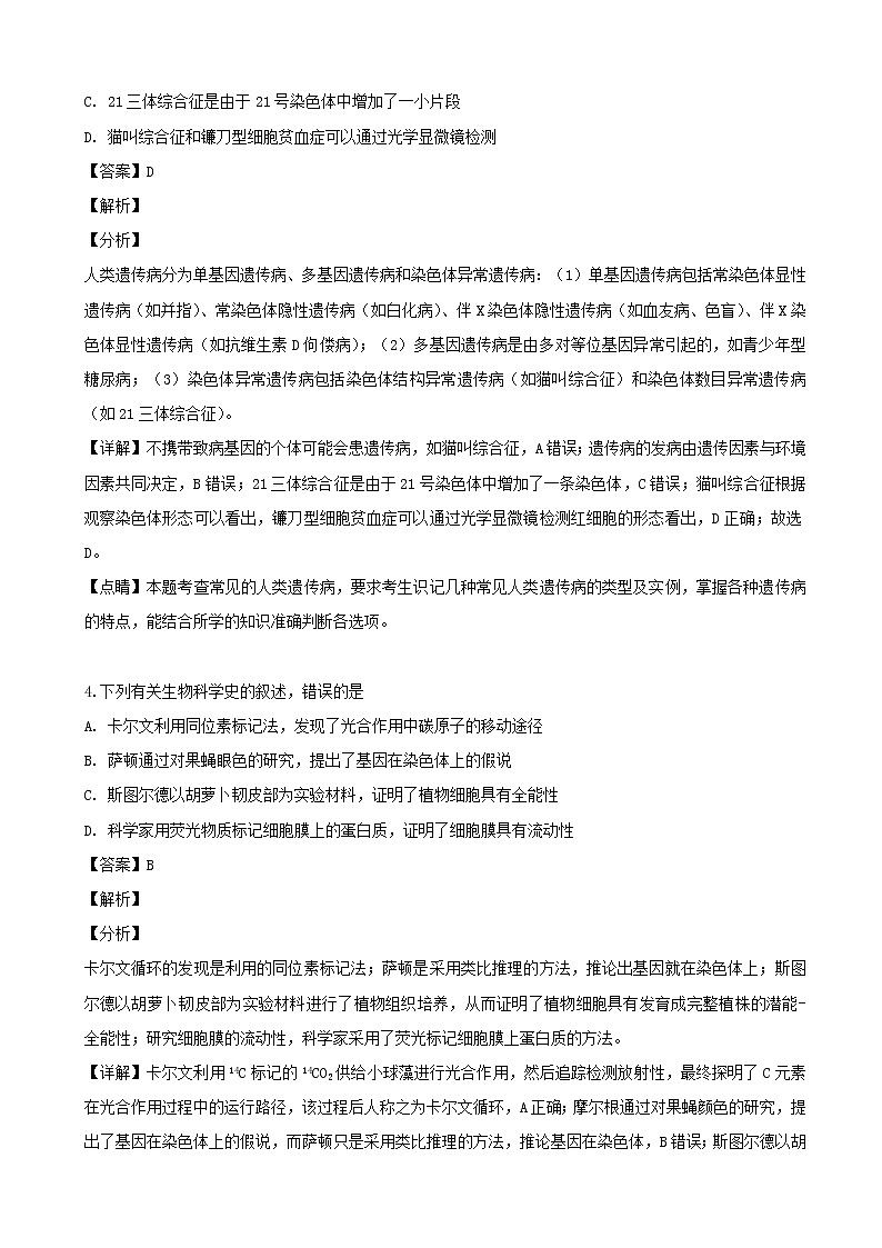 2019届广东省佛山市南海区桂城中学等七校联合体高三下学期冲刺模拟理科综合生物试题（解析版）02