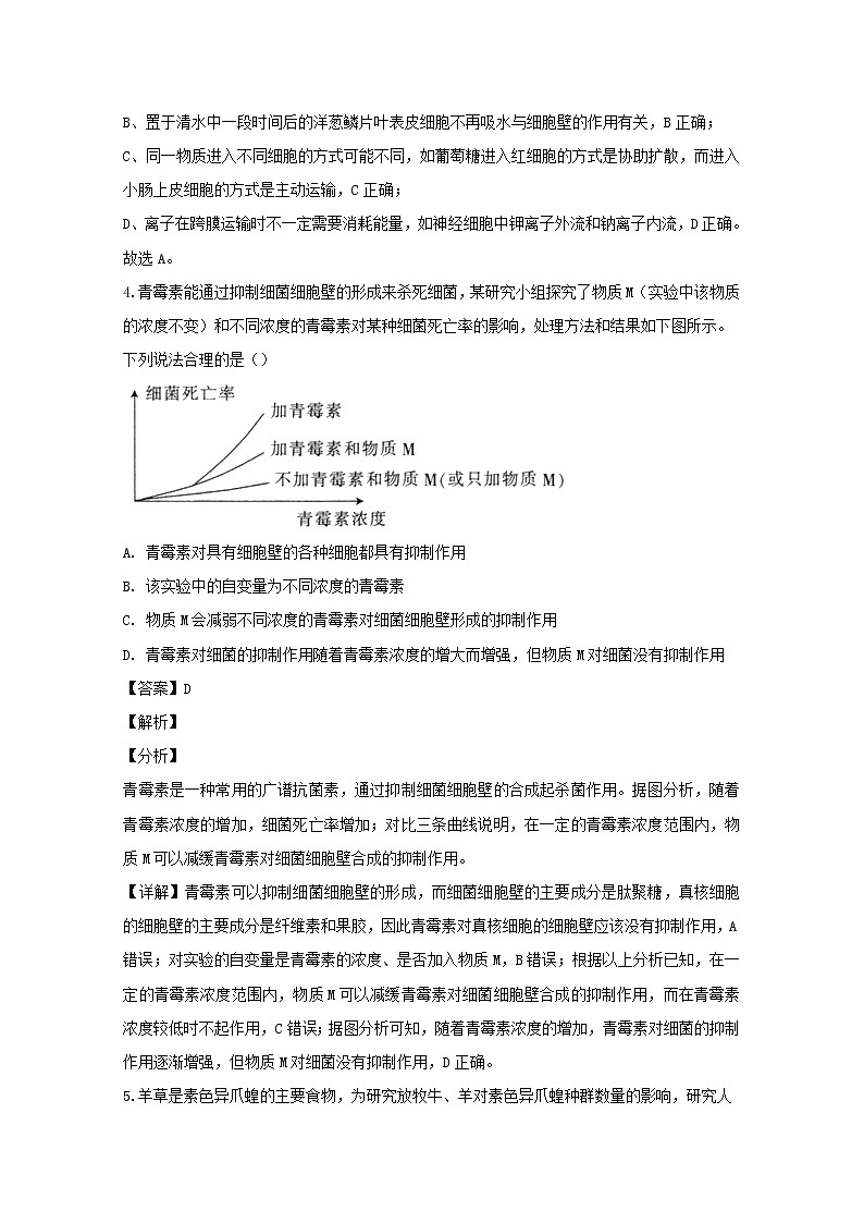 湖北省孝感市2018-2019学年高三下学期2月联合调考理综生物试题03