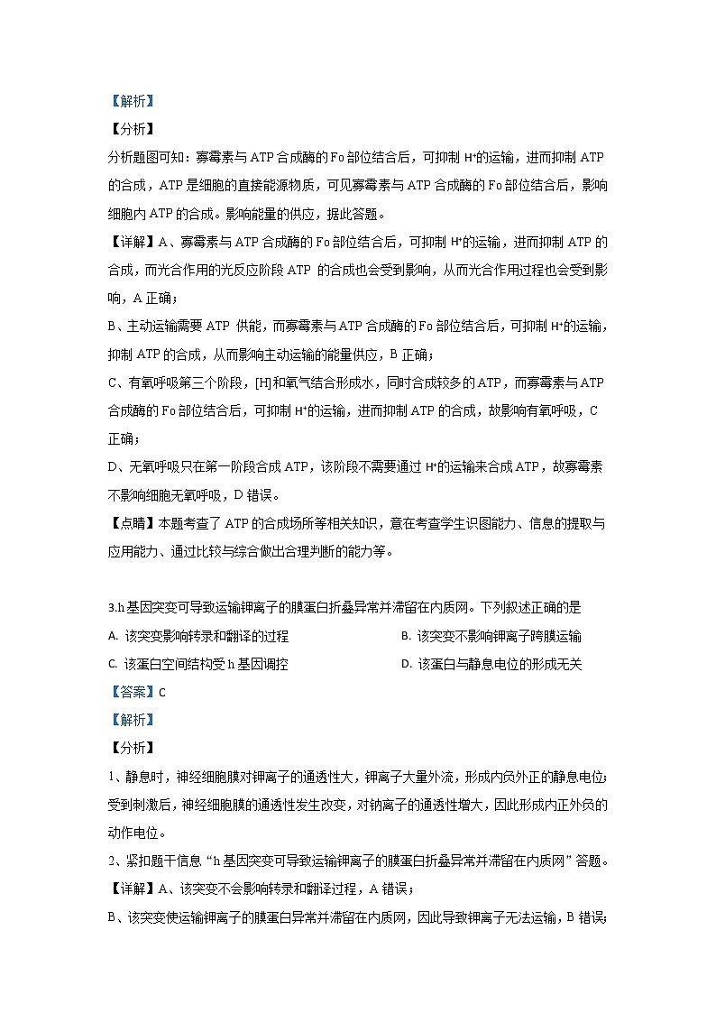 北京市昌平区2019届高三上学期期末考试生物试题02