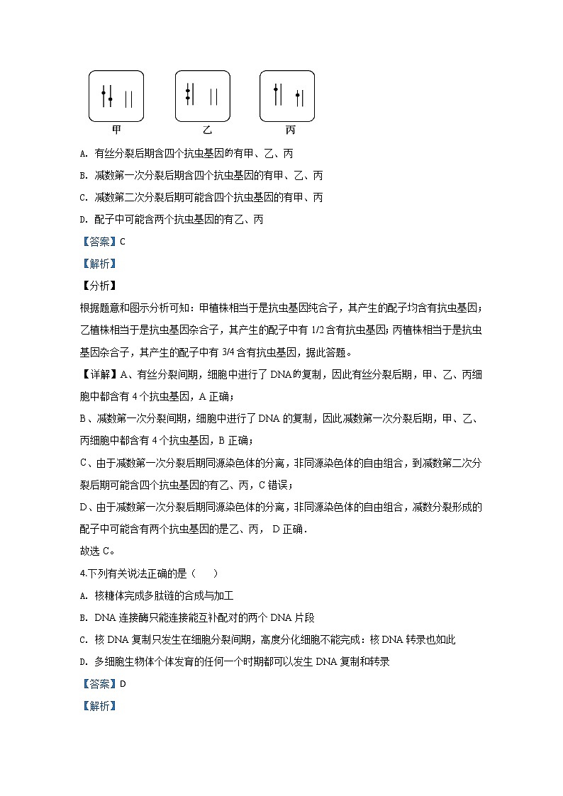 天津市和平区耀华中学2019届高三下学期第三次月考生物试题03