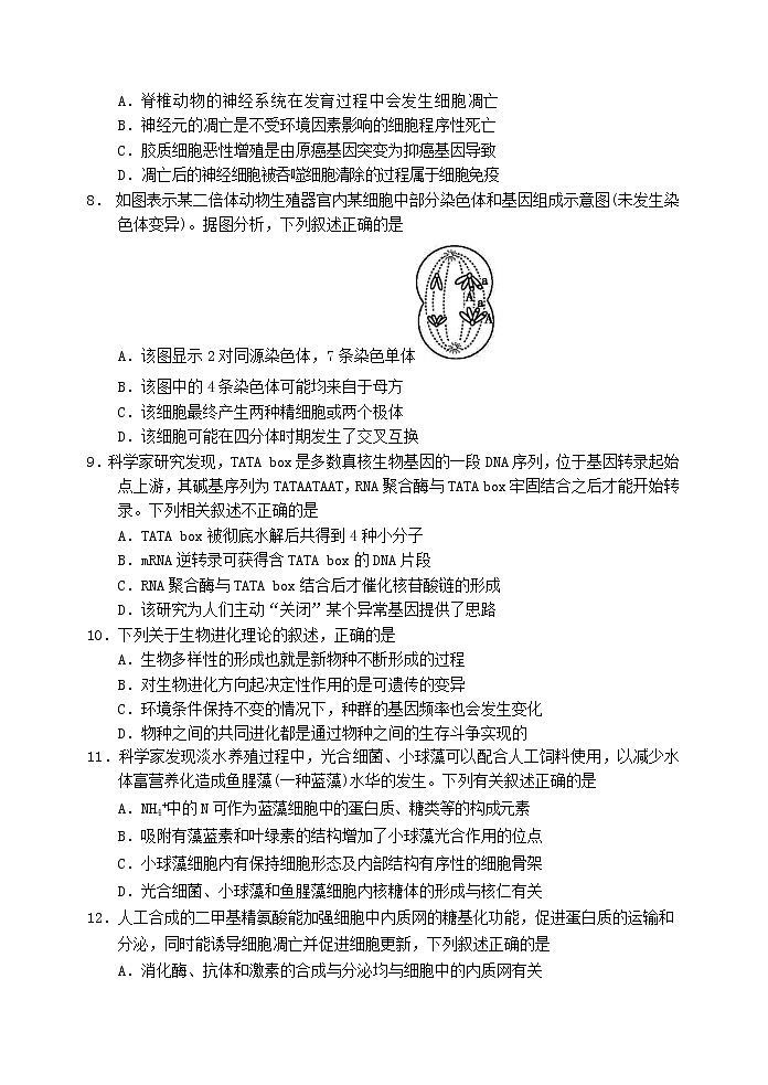 山东省青岛市平度第三中学2020届高三12月月考生物试题03