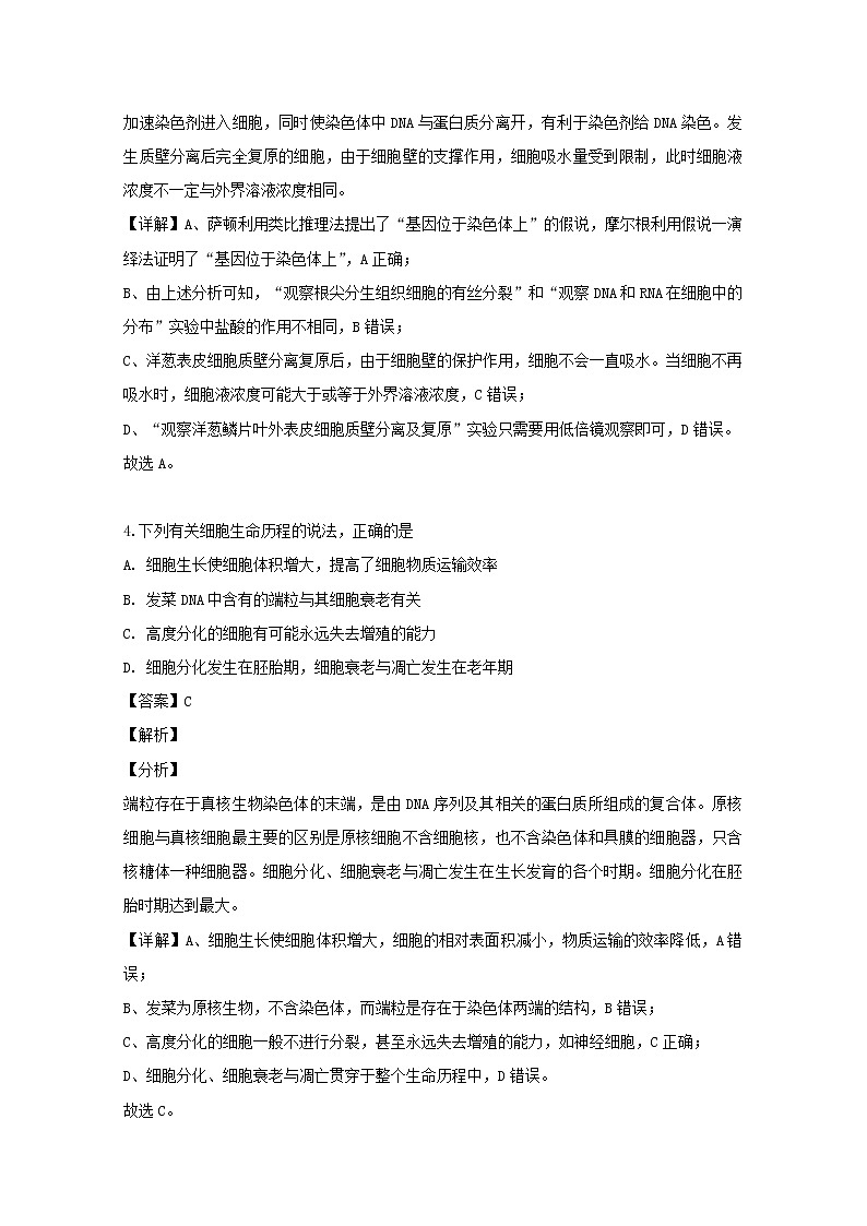 四川省成都市双流中学2020届高三（9月）月考理综生物试题03