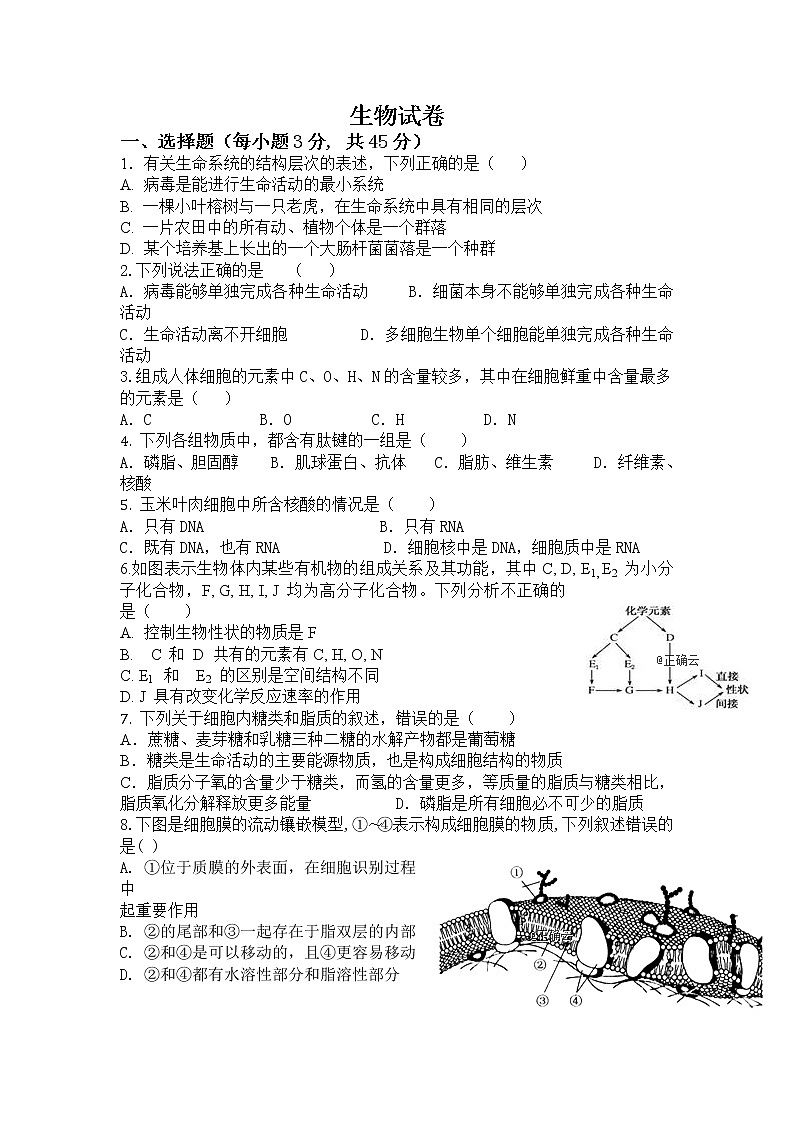 新疆阿克苏市阿瓦提四中2020届高三上学期月考生物 试卷01