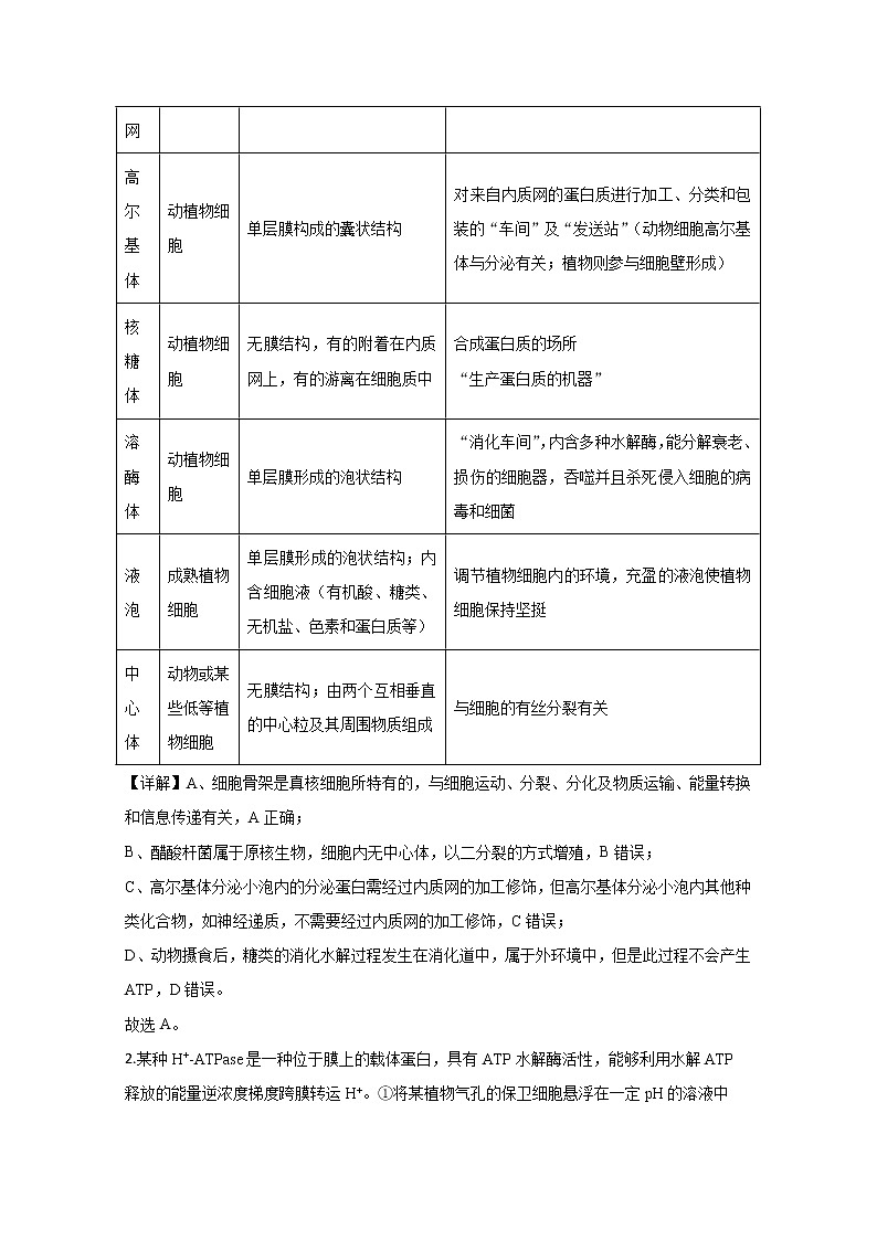 北京市朝阳区陈经纶中学2020届高三下学期4月月考生物试题02