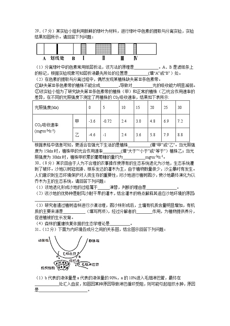 四川省棠湖中学2020届高三下学期第三学月考试生物试题02