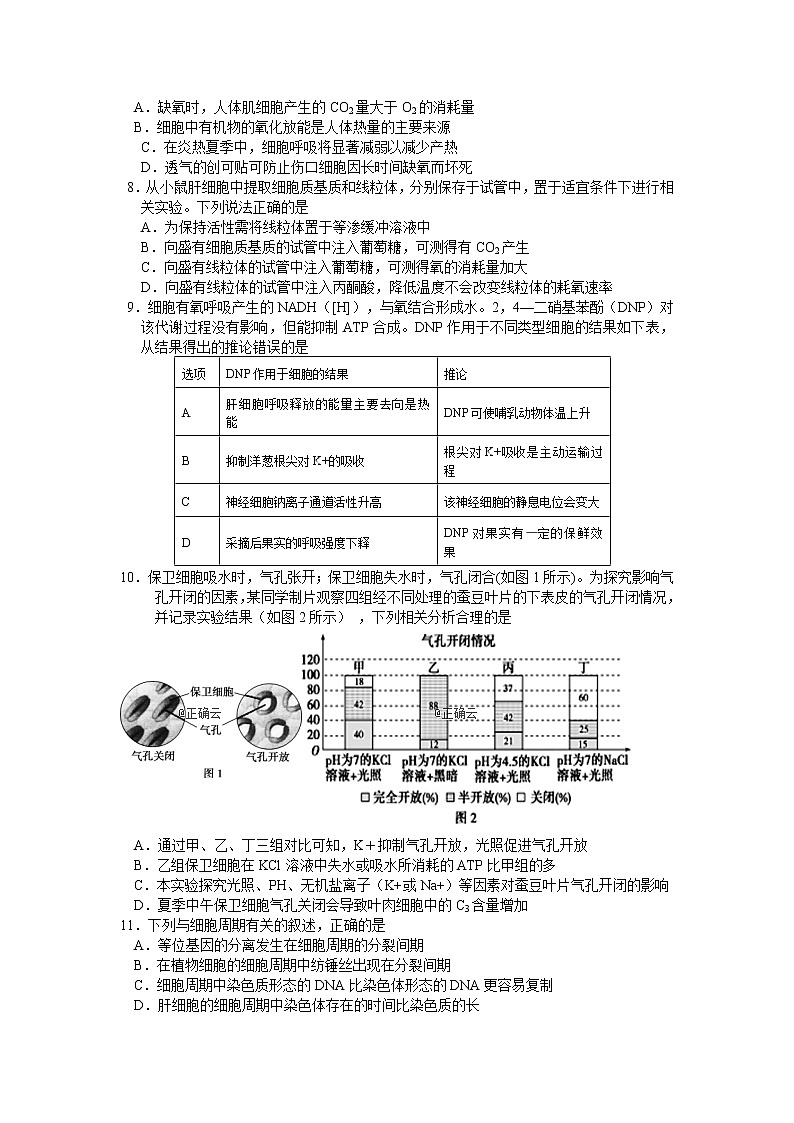 江苏省溧阳市光华高级中学2020届高三9月月考生物试卷02
