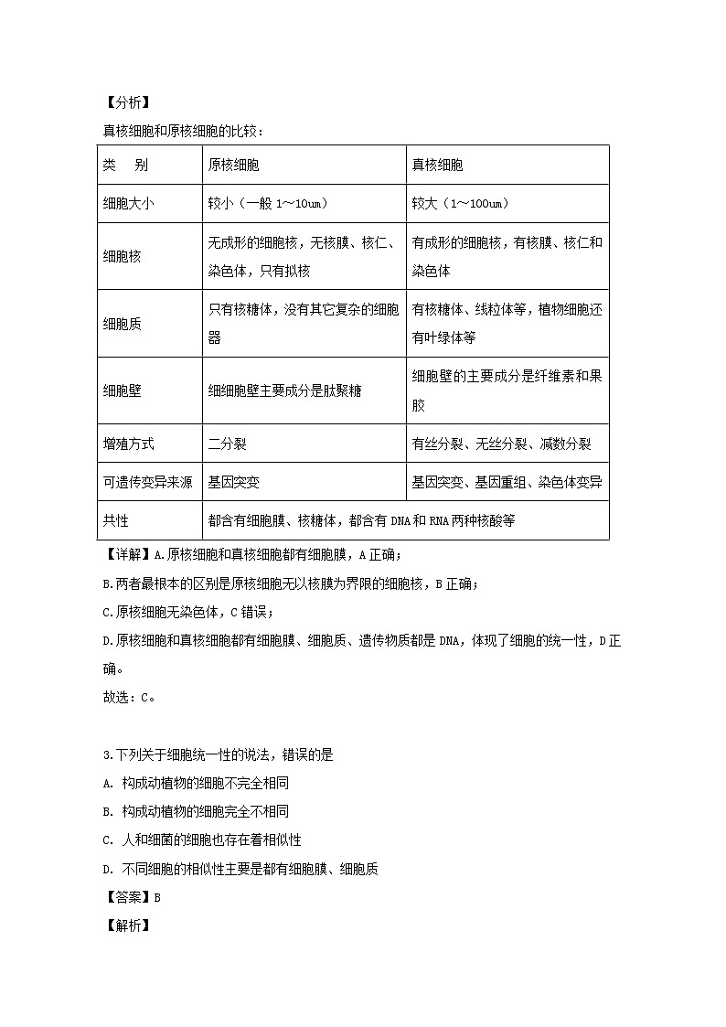 江苏省盐城市亭湖区伍佑中学2020届高三9月月考生物试题02