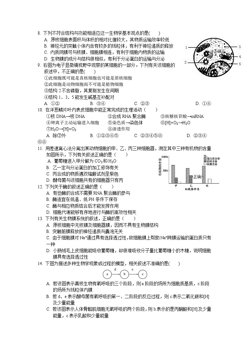 江西省南昌市新建县第一中学2020届高三上学期第一次月考生物试卷02