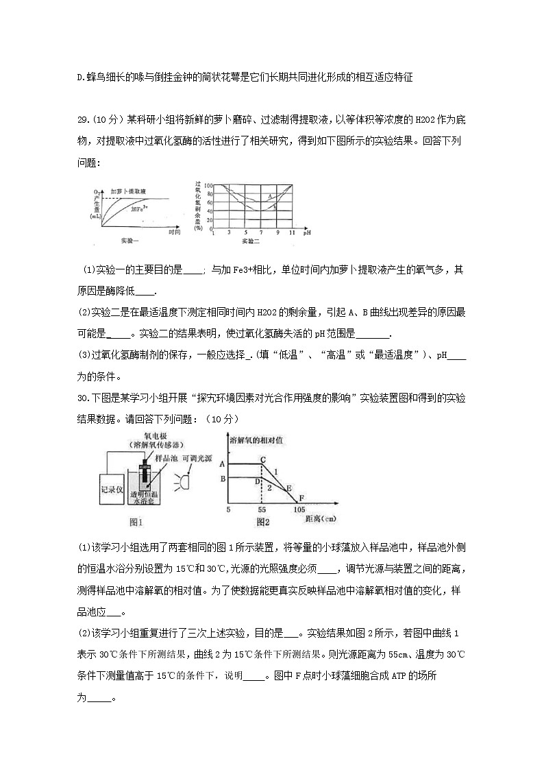 广东省佛山市第一中学2020届高三上学期期中考试  理综生物02