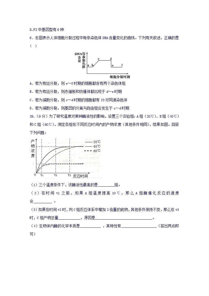 黑龙江省伊春市第二中学2020届高三上学期期中考试生物试题02