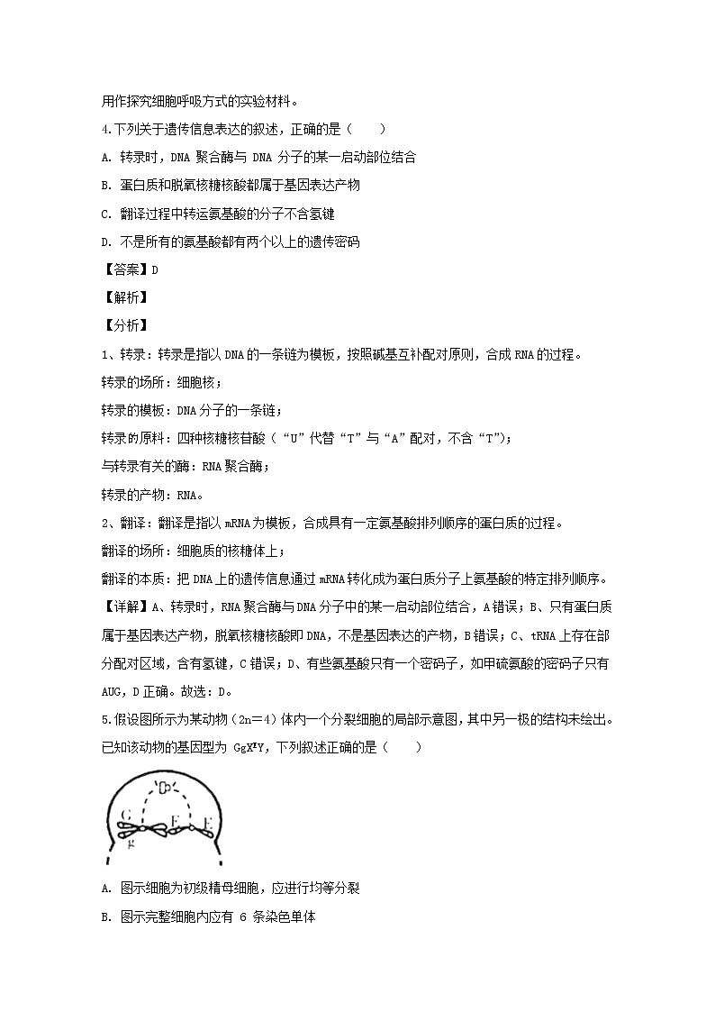 四川省成都外国语学校2020届高三上学期期中考试理综生物试题第3页
