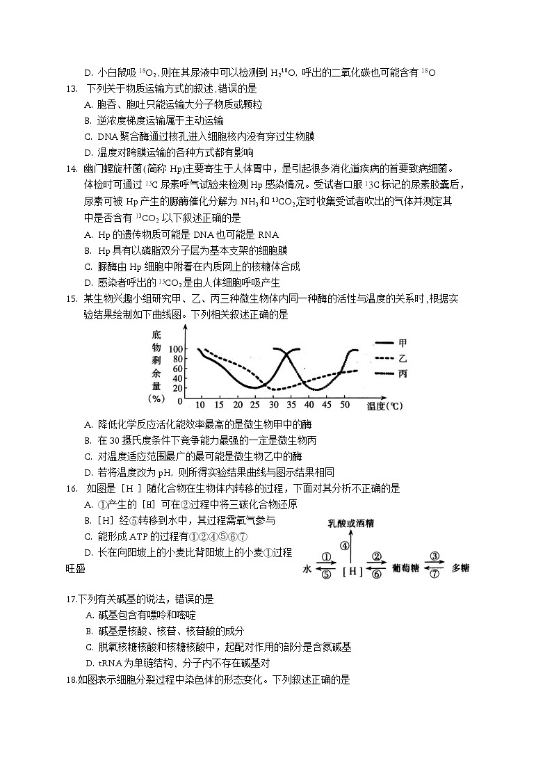 山西省太原市2020届高三上学期期末考试生物试题03