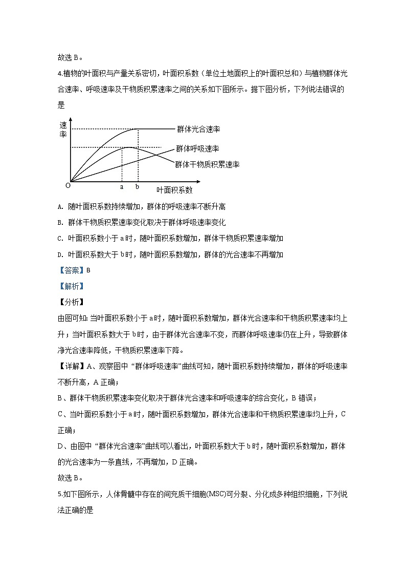 北京市通州区2020届高三上学期期末考试生物试题03
