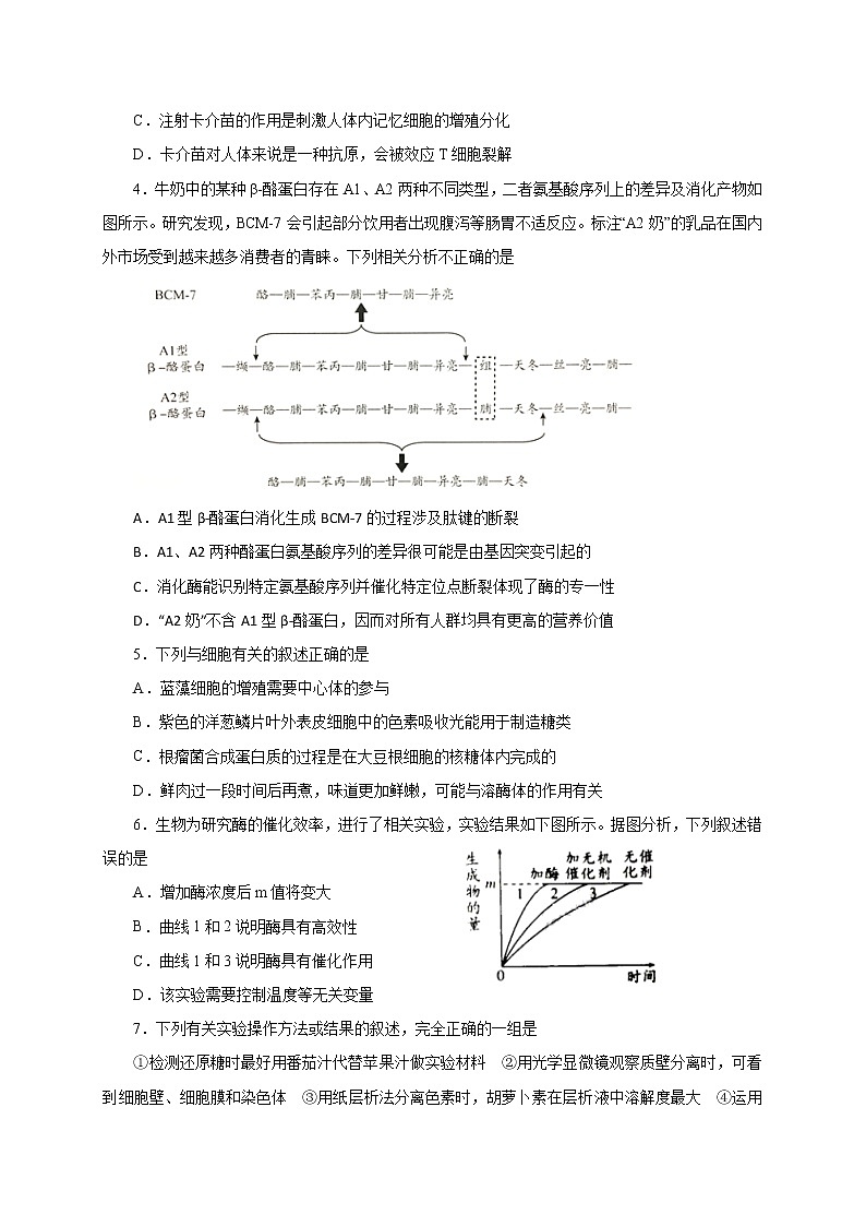 湖北省2020届高三上学期期末考试精编仿真金卷生物（A）试题02