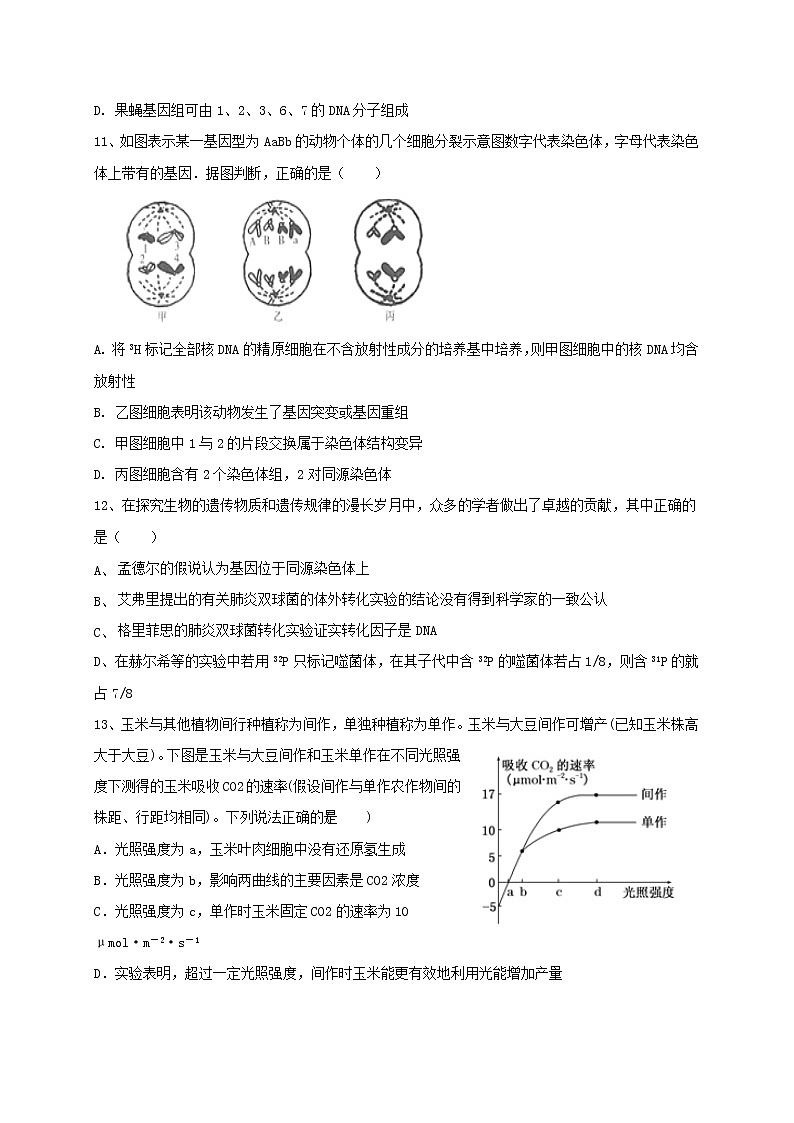 青海省西宁市六校2020届高三上学期期末考试生物试题03