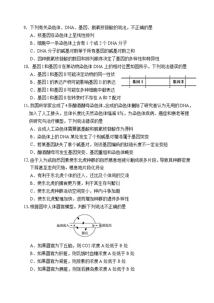 山东省潍坊市临朐县2020届高三下学期综合模拟考试生物试题（二）03