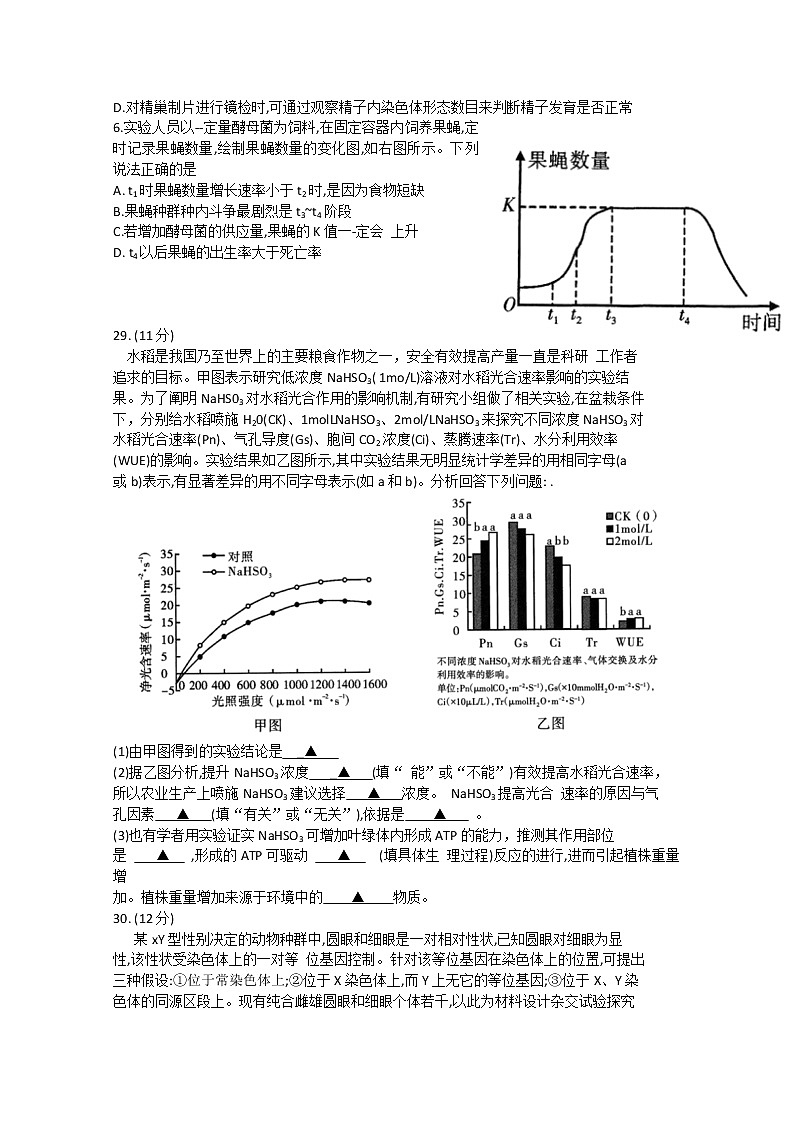 山西省2020届高三高考考前押题卷（三模）理综生物试题02