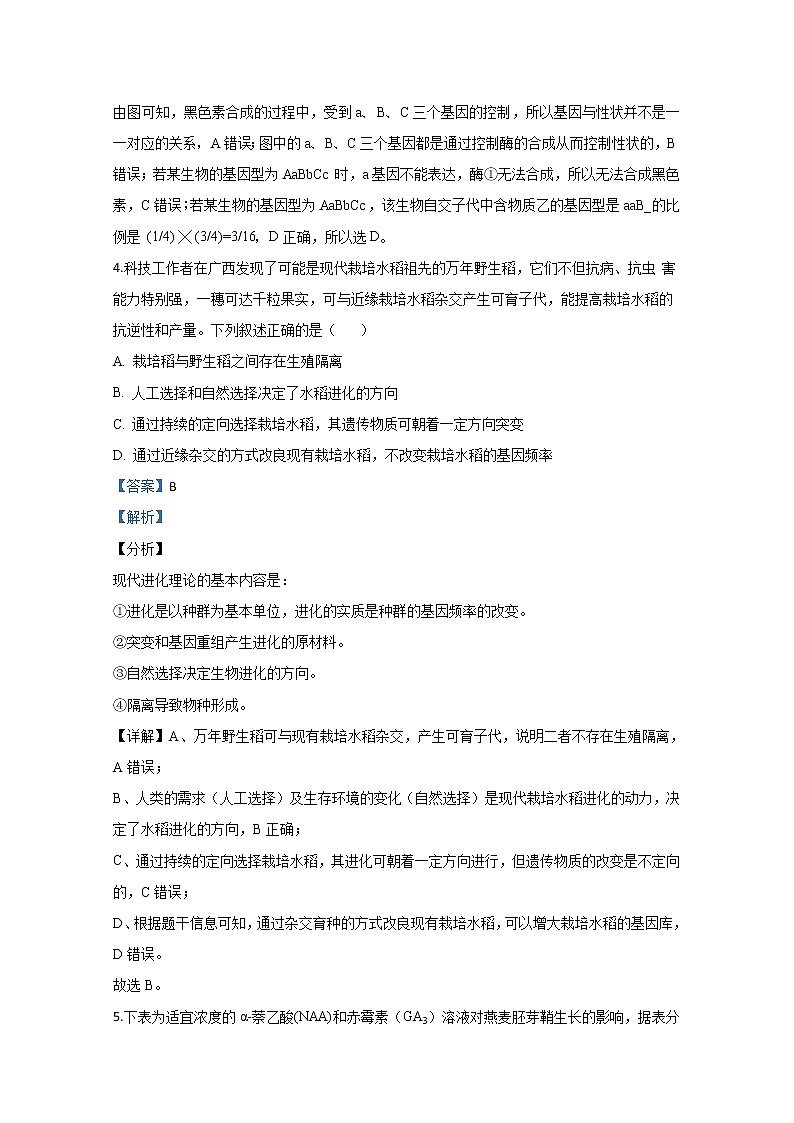 陕西省铜川市2020届高三模拟考试生物试题03