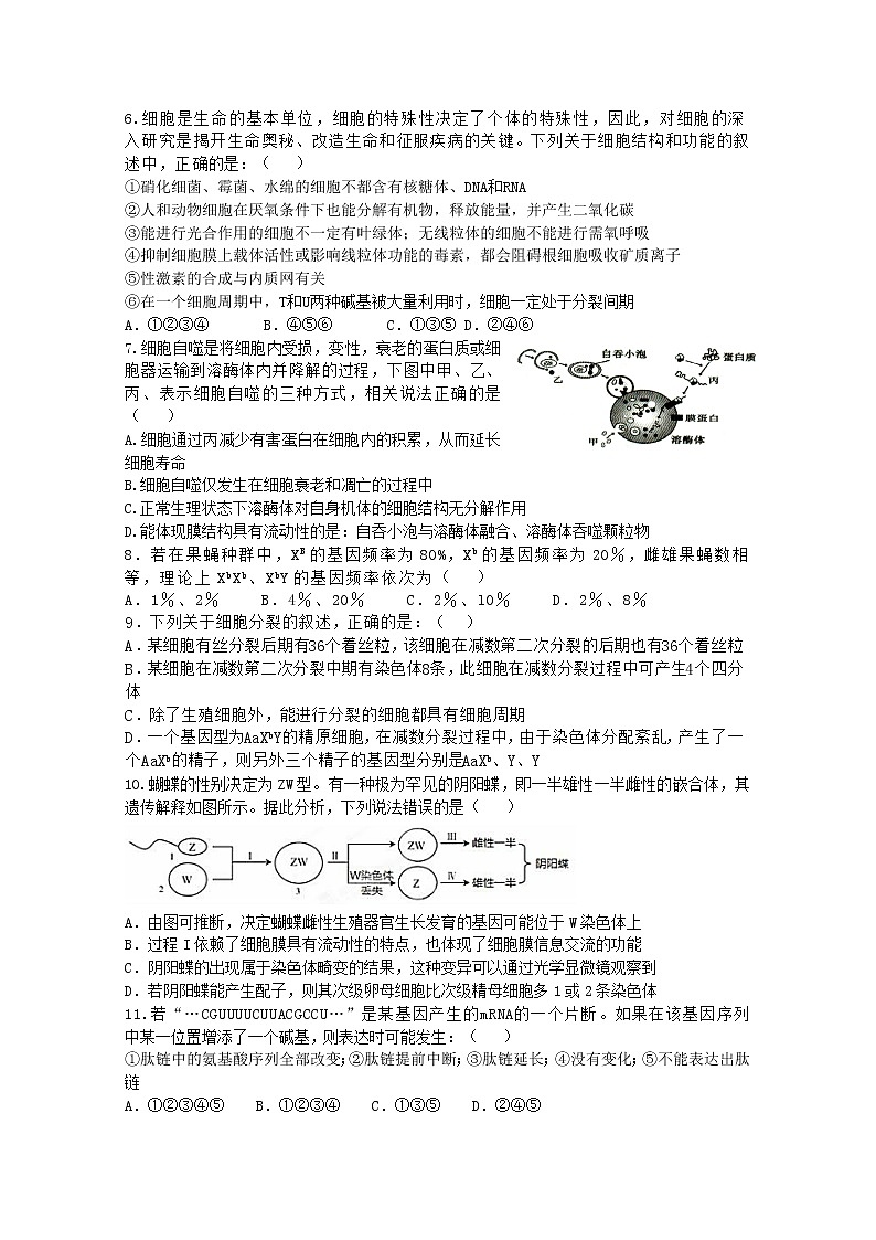 浙江省杭州建人高复2020届高三下学期4月模拟测试  生物02