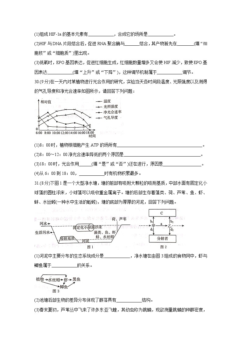 河北省张家口市2020届高三5月普通高等学校招生全国统一模拟考试 生物03