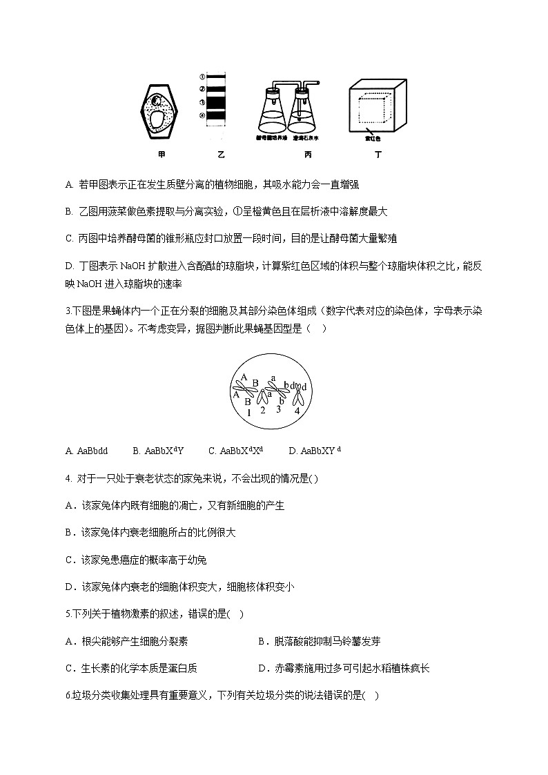 宁夏六盘山高级中学2020届高三下学期第五次模拟测试理综-生物试题02