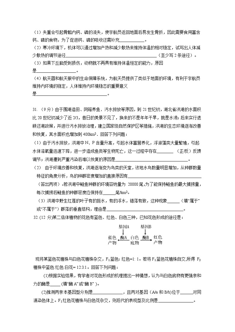 宁夏六盘山高级中学2020届高三下学期模拟考试生物试题03