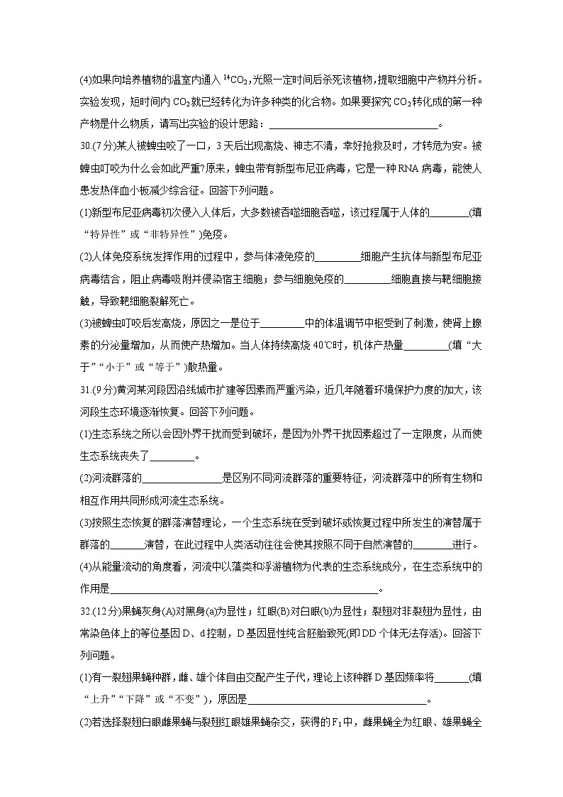 2020年普通高等学校招生全国统一考试内参模拟测卷（一）（全国3卷） 生物03