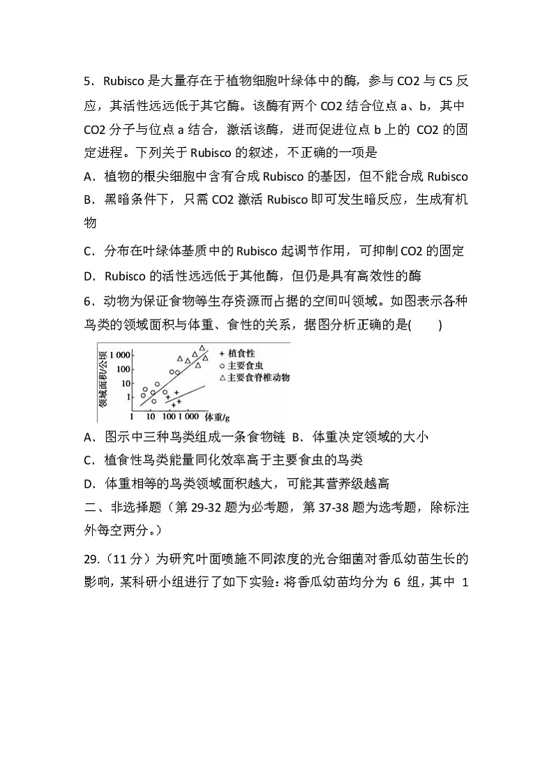 安徽省蚌埠市教师2020届高三仿真模拟生物试题（蚌埠二中2）03