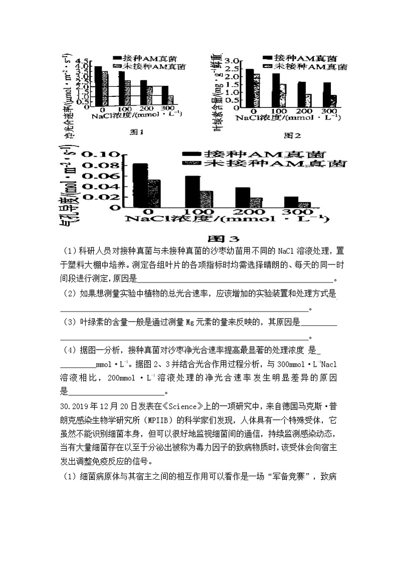 安徽省蚌埠市教师2020届高三仿真模拟生物试题（蚌埠二中5）03