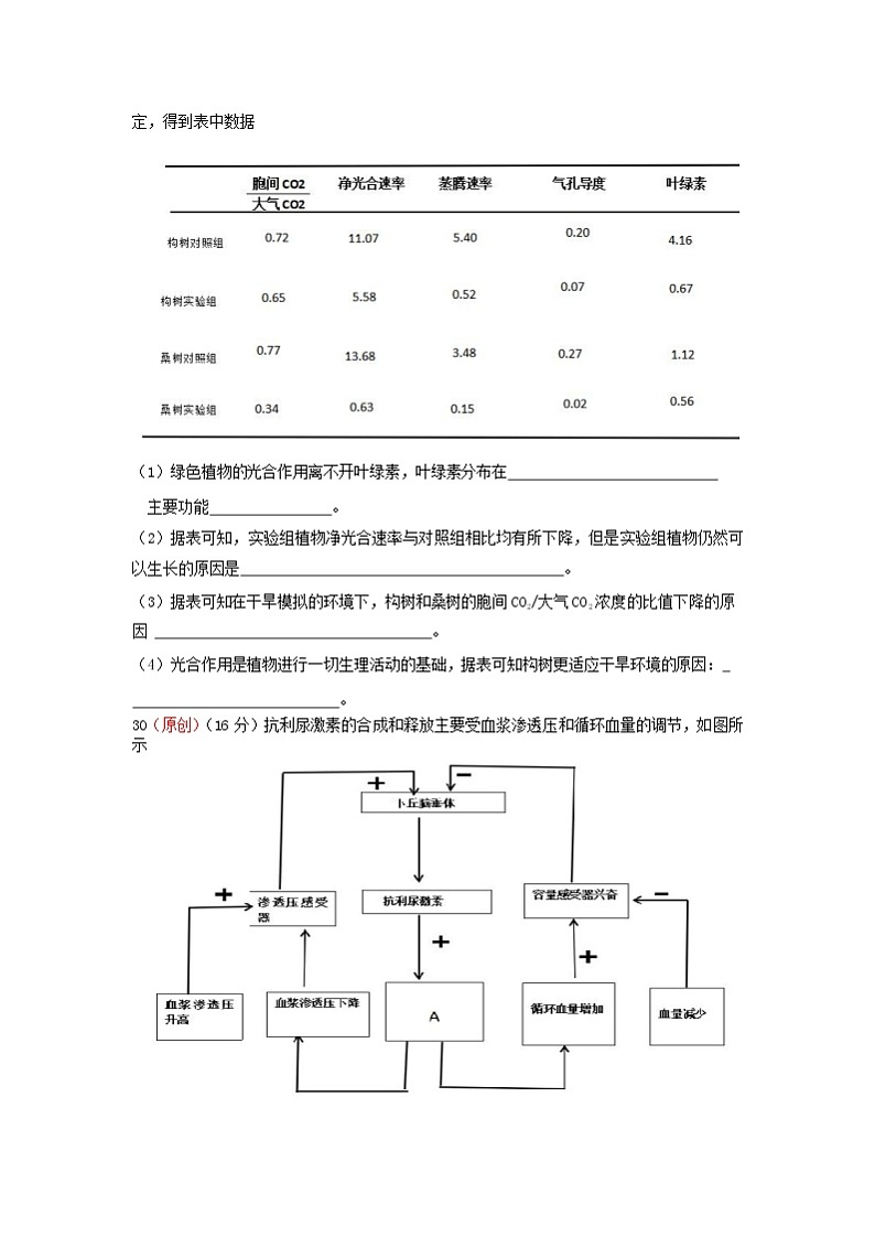 安徽省蚌埠市教师2020届高三仿真模拟生物试题（蚌埠二中10）03