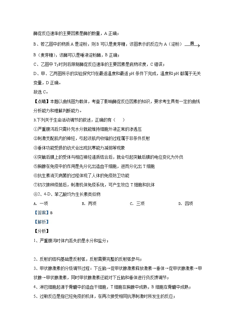 甘肃省天水市一中2020届高三模拟生物试题03