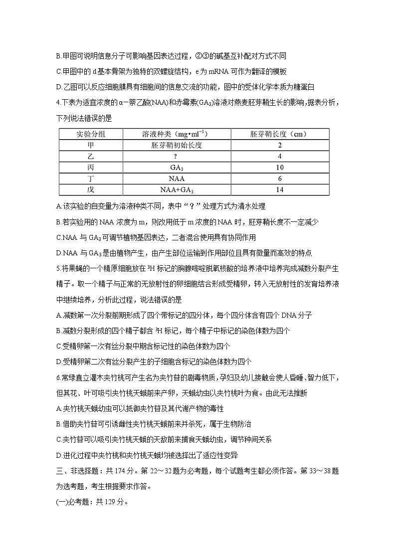 北京市2020届高三中学生标准学术能力诊断性测试（11月） 生物02