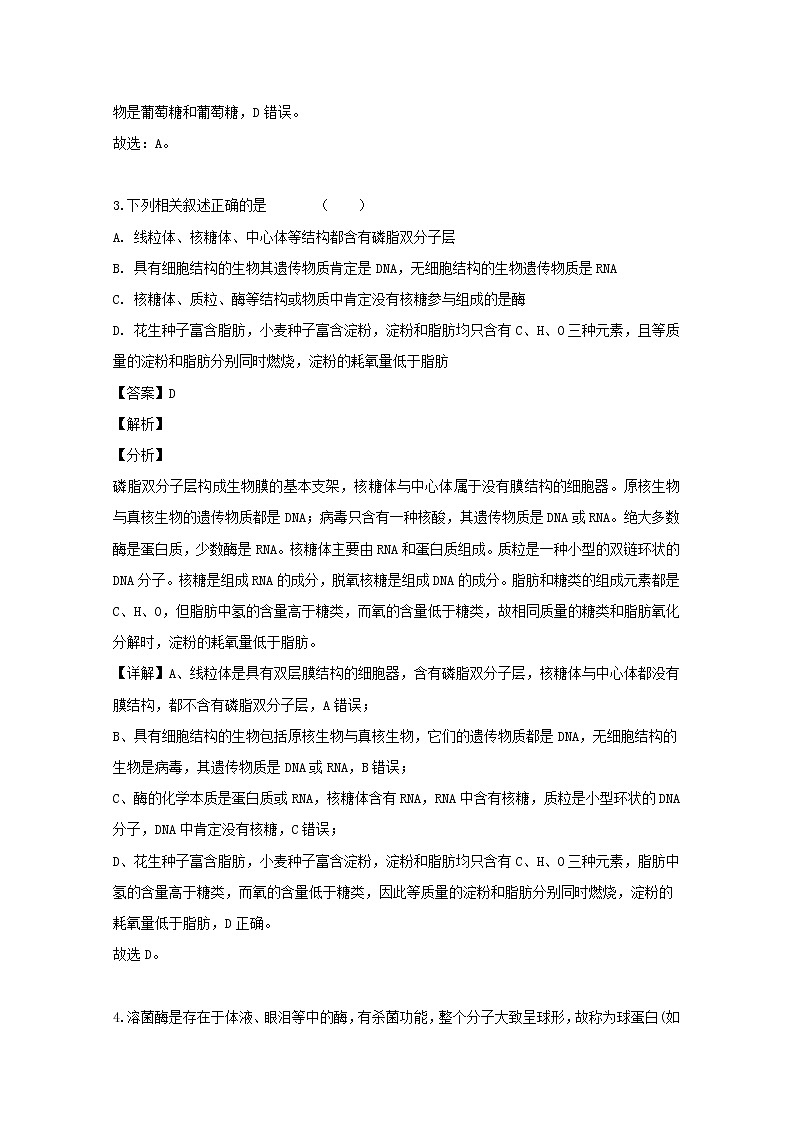 黑龙江省哈尔滨市六中2020届高三（10月）调研生物试题第2页