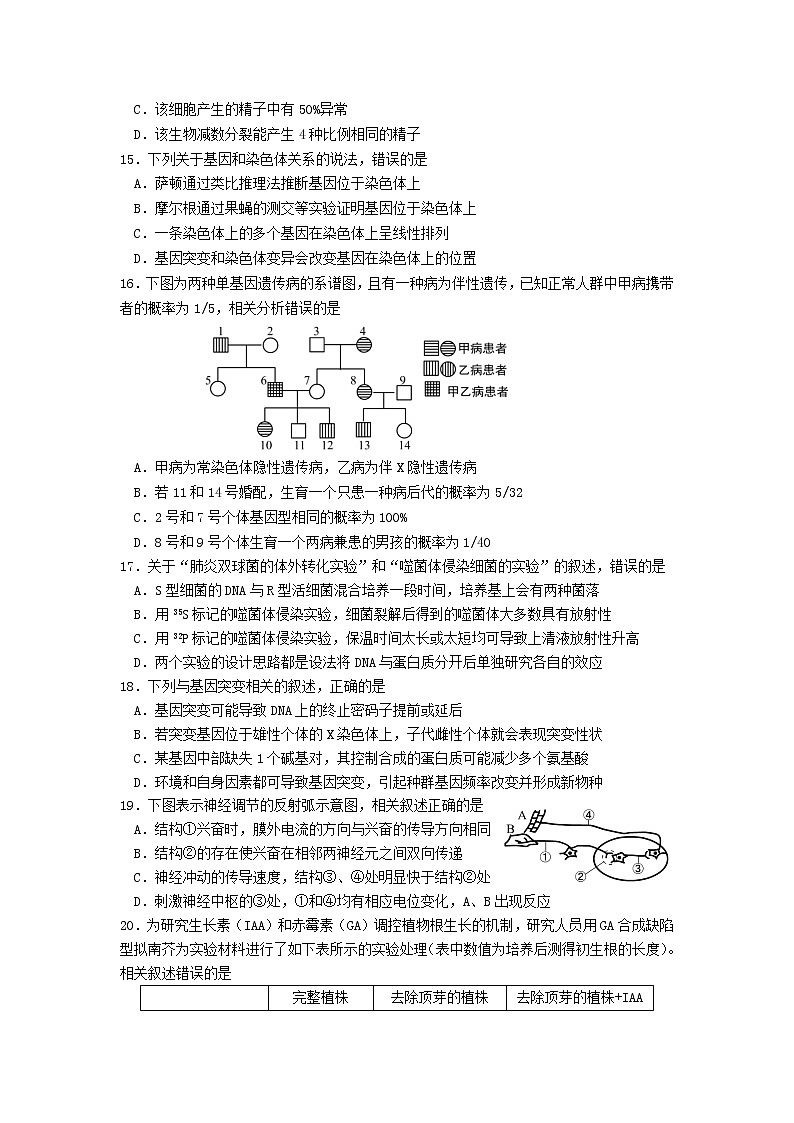山东省淄博2020届高三10月摸底考试生物第3页
