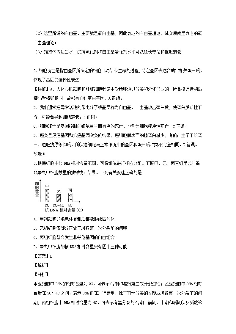 四川省绵阳市2020届高三第一次（11月）诊断性考试生物试题02