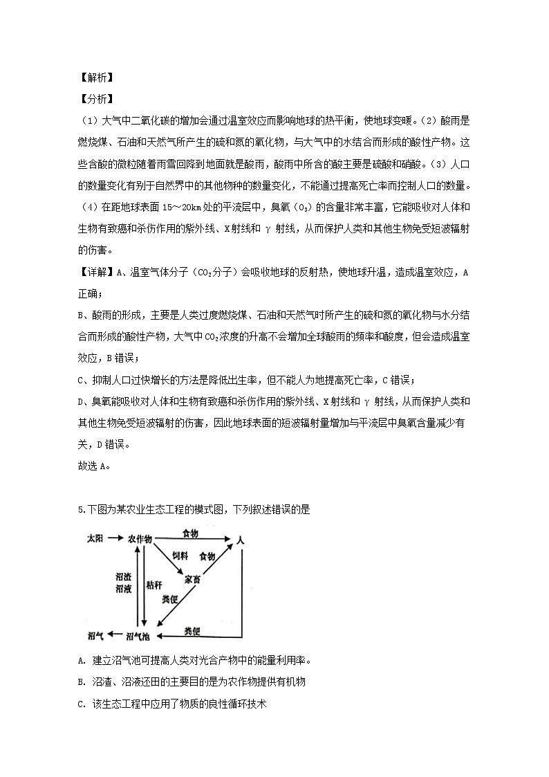 浙江省嘉兴市2020届高三9月基础测生物试题03