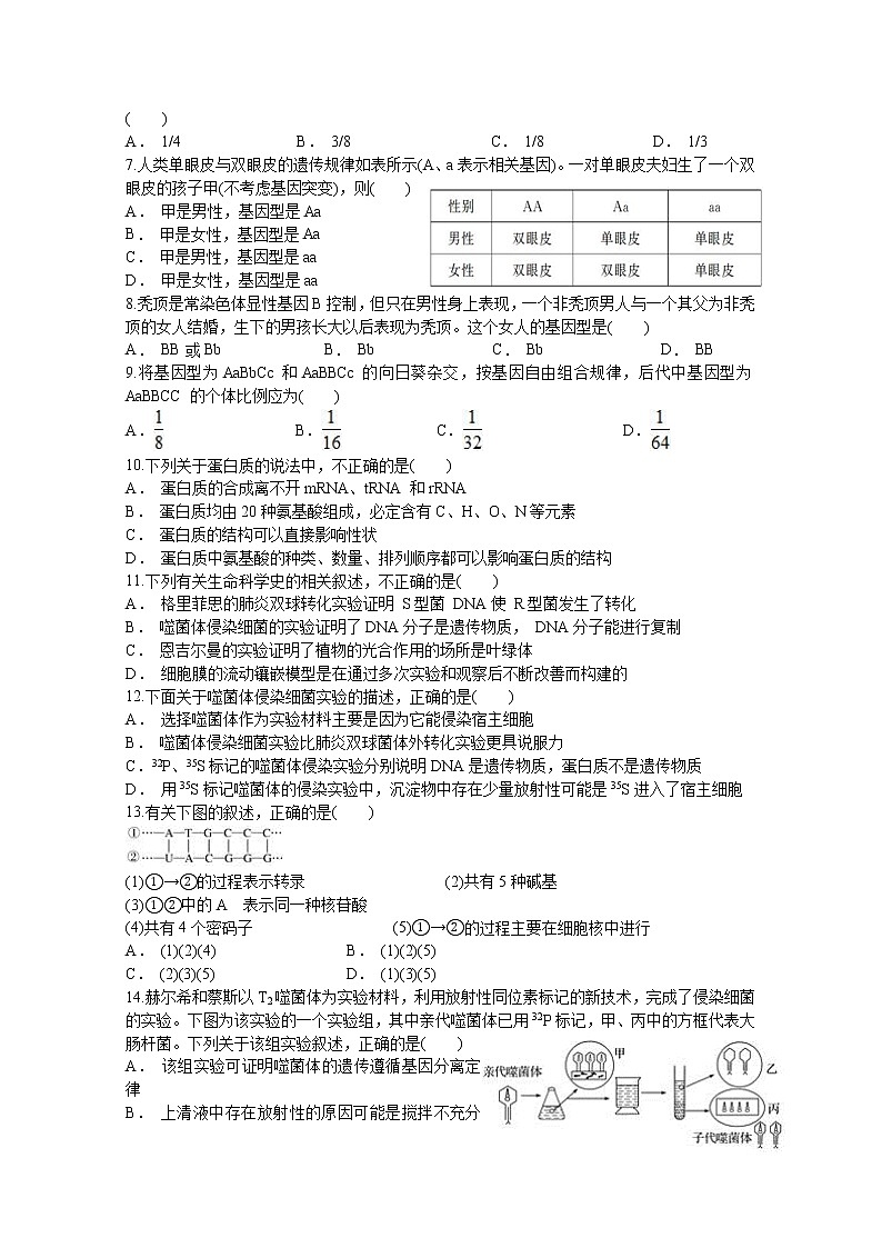 江苏省南通市启东市吕四中学2020届高三下学期期初考试生物试题02