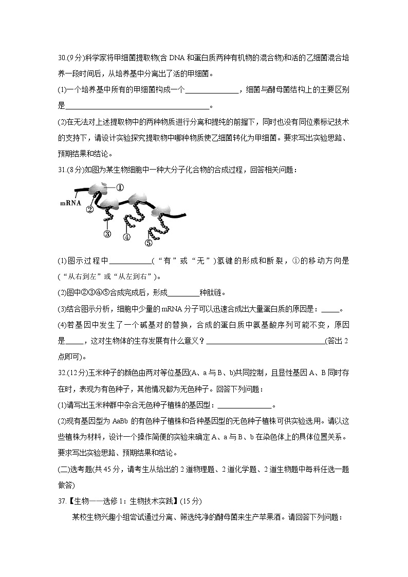 四省八校2020届高三上学期第一次教学质量检测考试 生物03