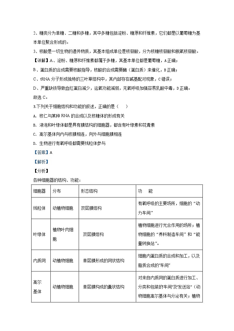 新疆乌鲁木齐市2020届高三上学期第一次诊断性测试生物试题第2页