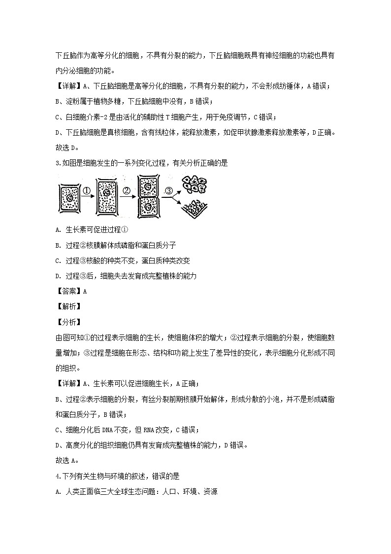 浙江省温州市新力量联盟2020届高三上学期适应性考试生物试题02