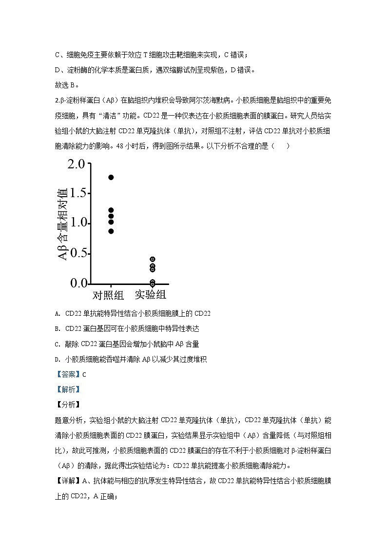 北京市通州区2020届高三下学期临模考试生物试题02