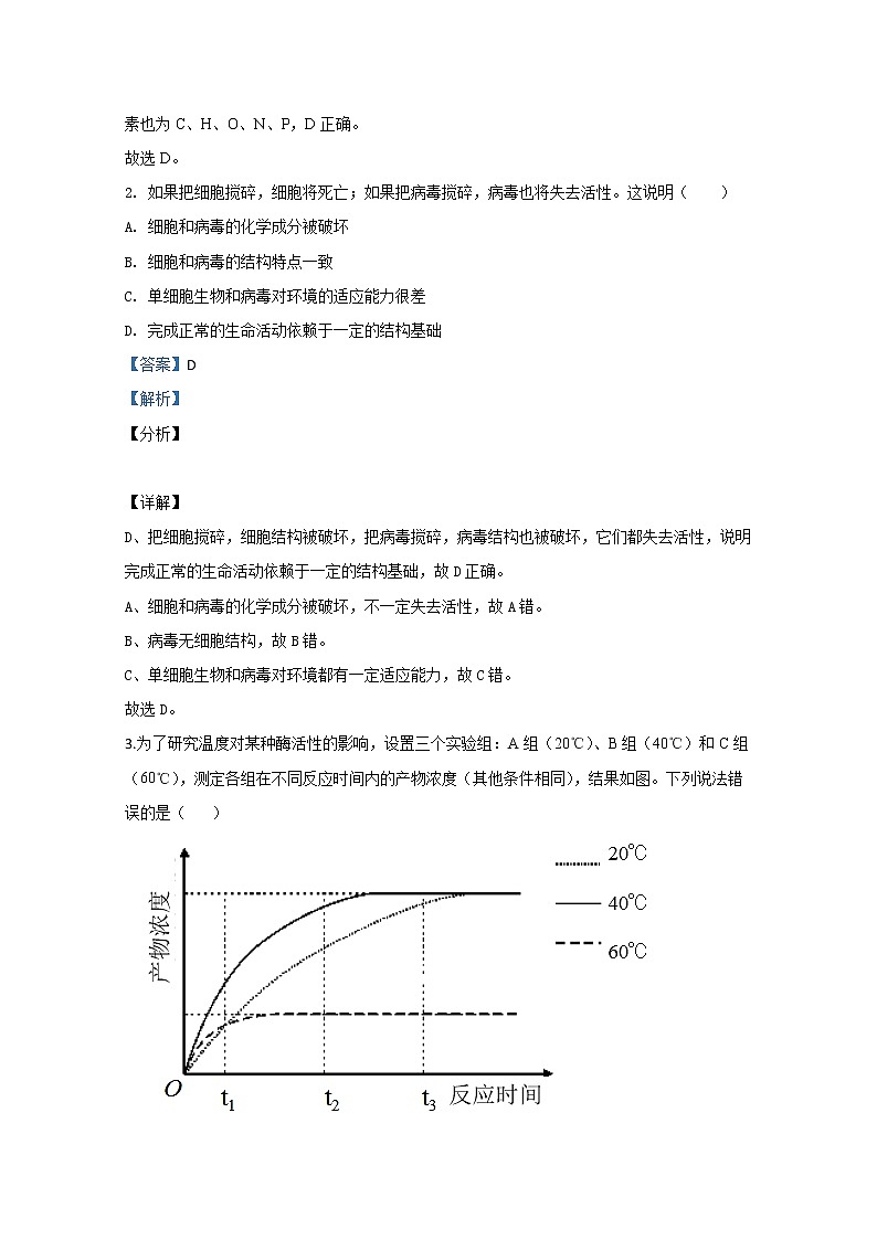 北京市西城区八中2020届高三下学期自主测试（二）生物试题02