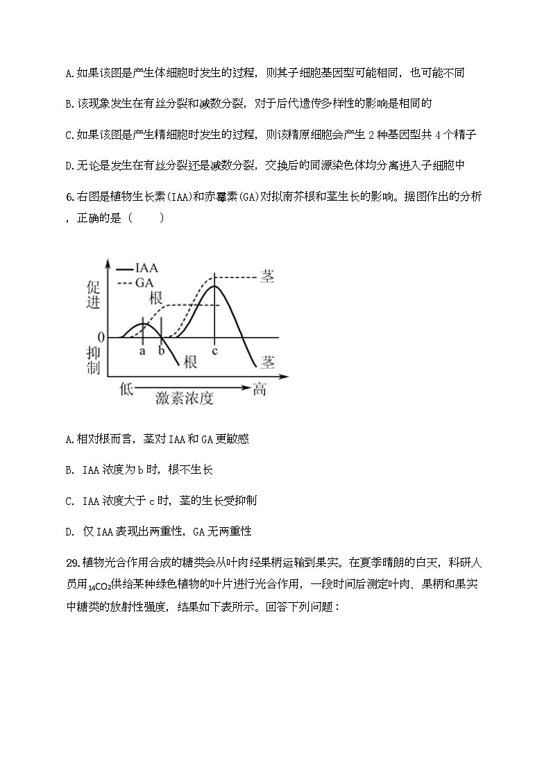 福建省厦门市湖滨中学2020届高三下学期测试（十）理综-生物试题03