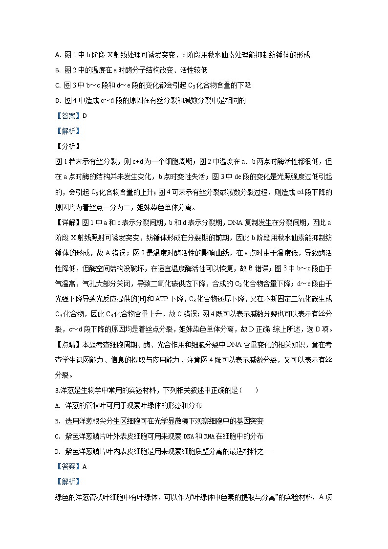 甘肃省武威市六中2020届高三下学期第三次诊断生物试题03
