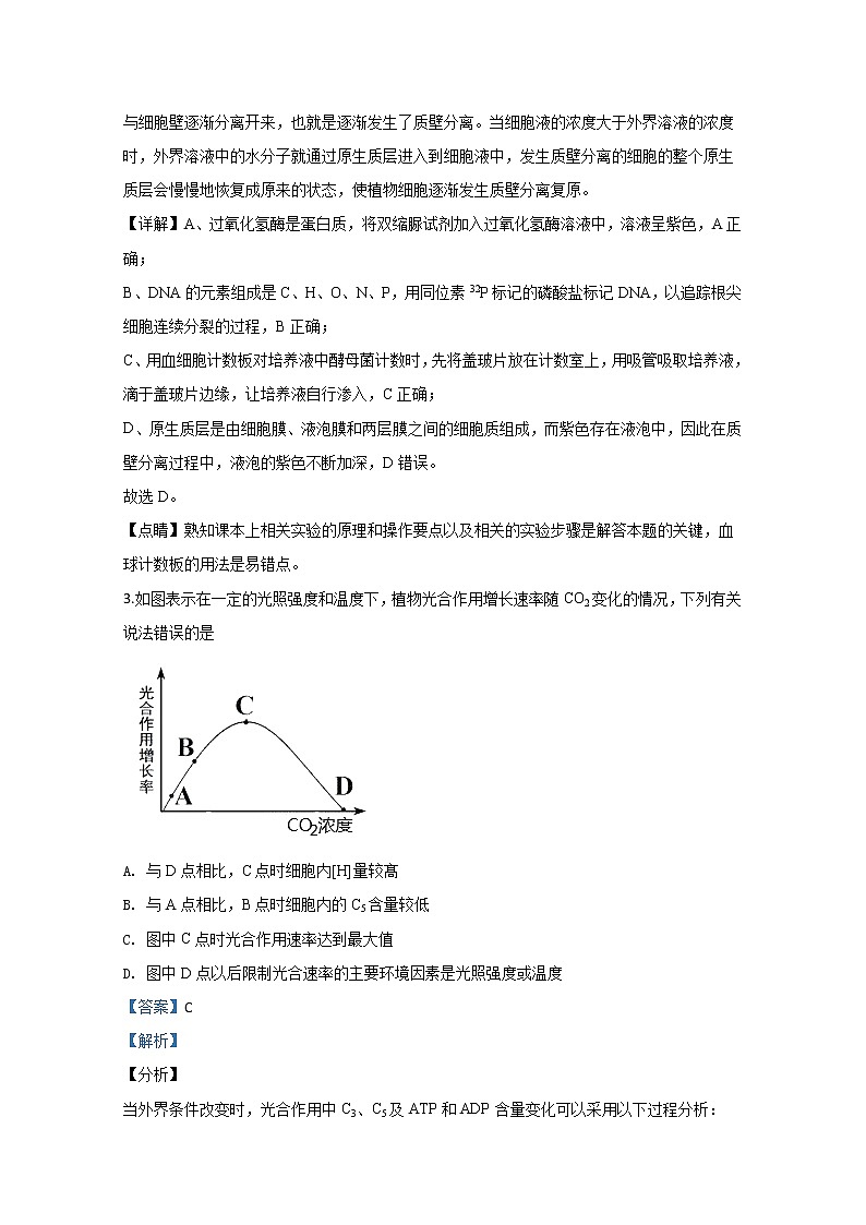 山东省潍坊市一中2020届高三一模生物试题03