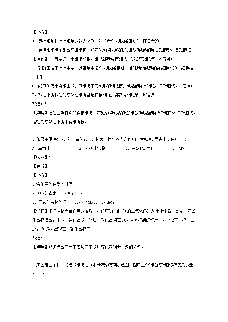 黑龙江省哈尔滨市三中2020届高三上学期第一次验收考试生物试题第2页